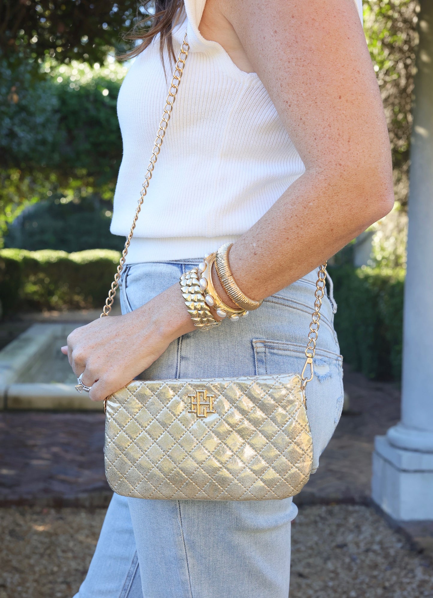 Livi Quilted Crossbody Champagne Pop