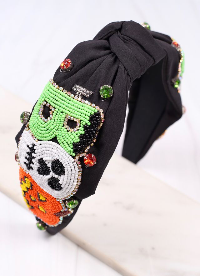 Haunted Boo Embellished Headband BLACK