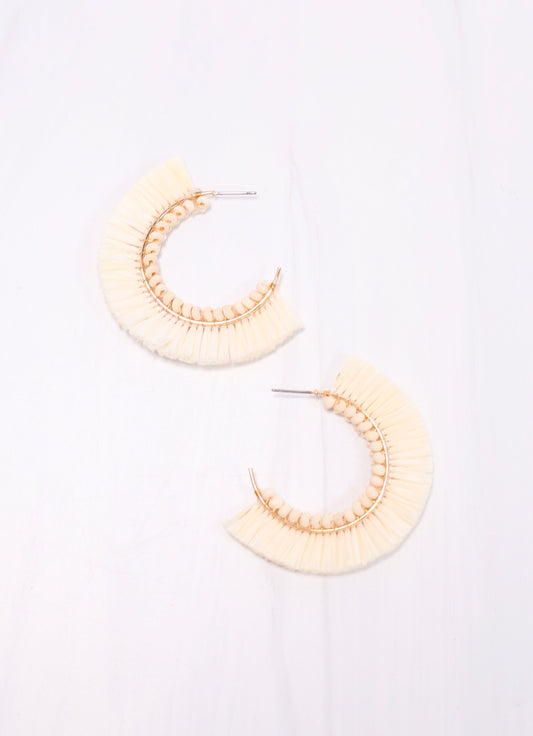 Lymon Fringe Hoop Earring Ivory