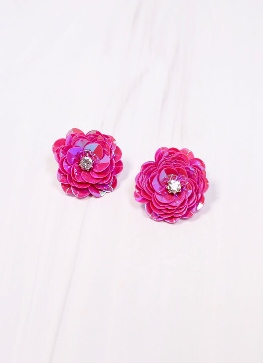 Morrin Sequin Flower Earring PURPLE