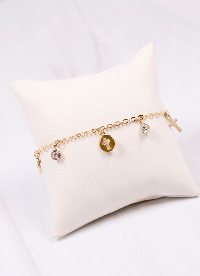 Joana Cross Charm Bracelet GOLD