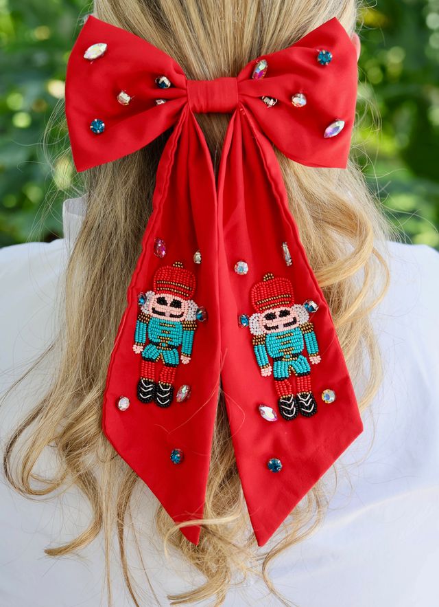 Nutcracker Hair Bow RED