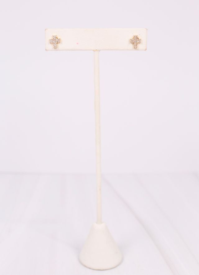 Johnny CZ Cross Stud Earring GOLD