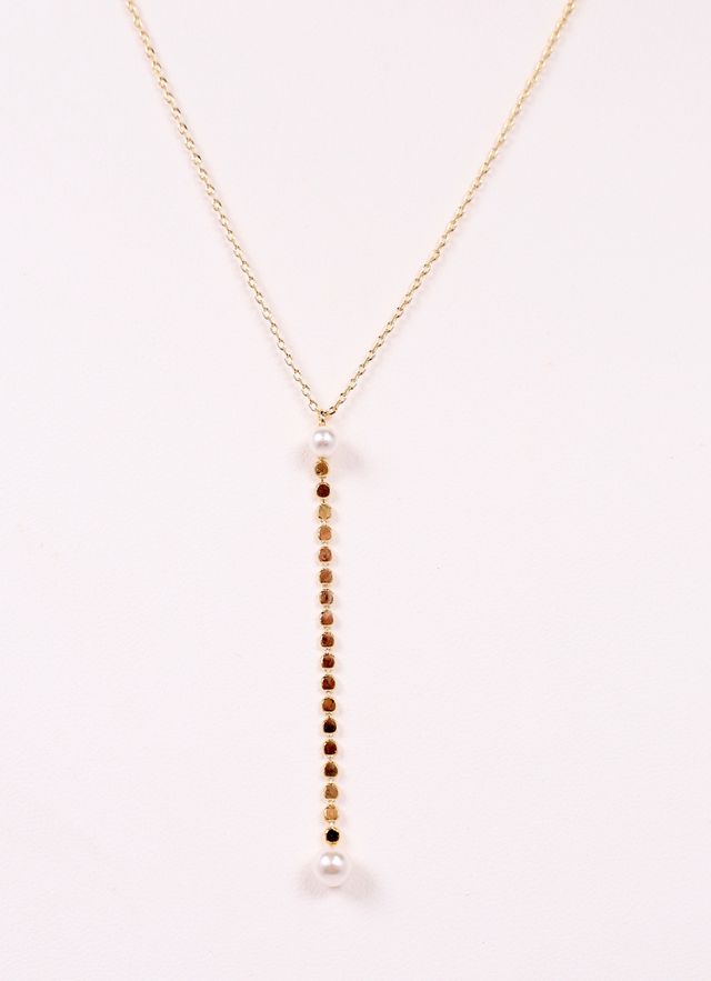 Devane Pearl Y Necklace GOLD