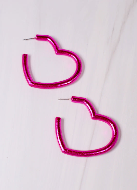 Harland Heart Hoop Earring FUCHSIA