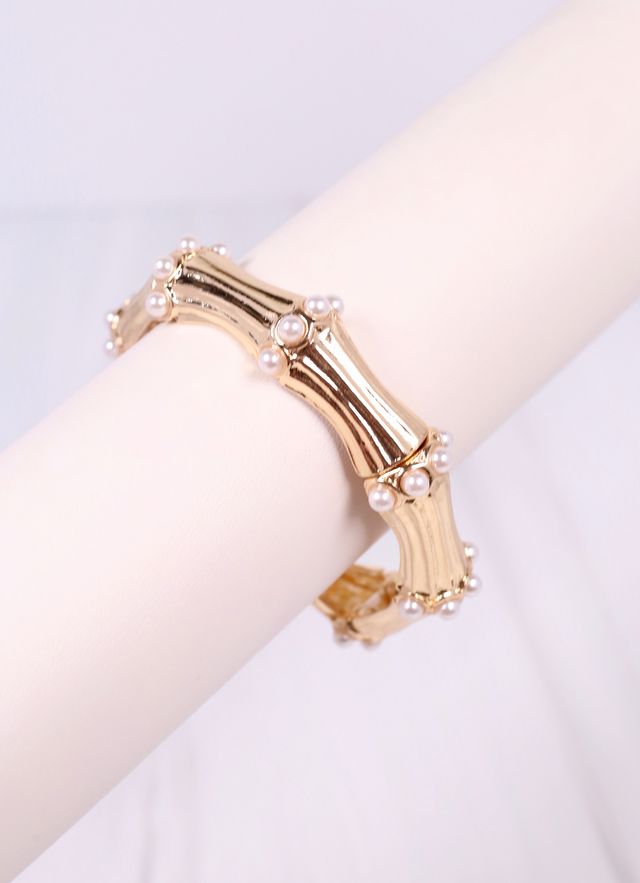 Hollander Stretch Bracelet with Pearls Gold