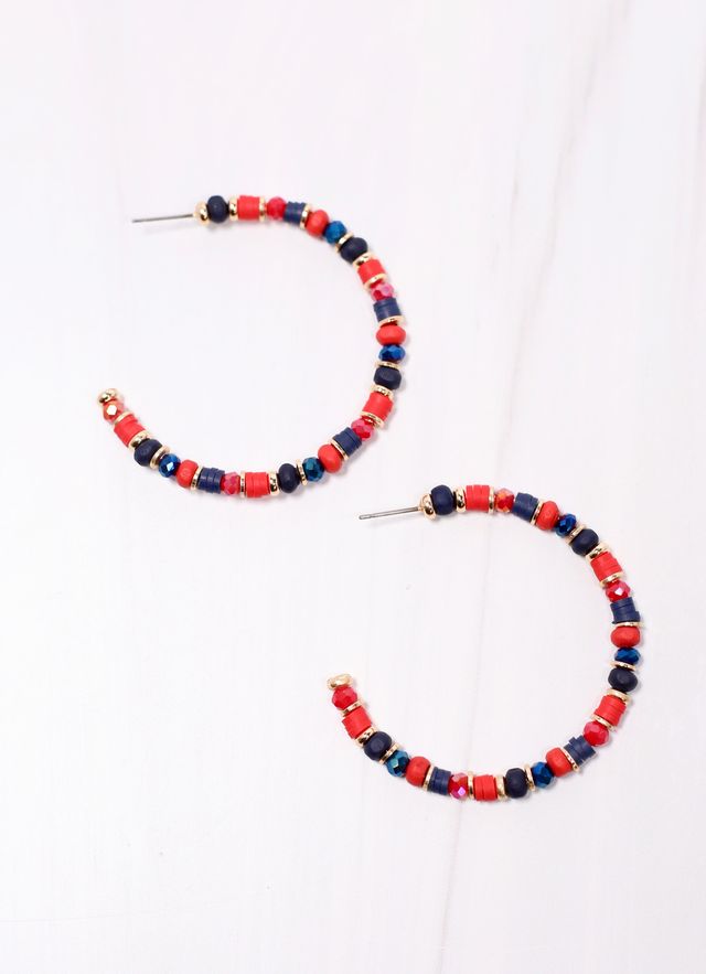 Bartlett Beaded Hoop Earring RED NAVY