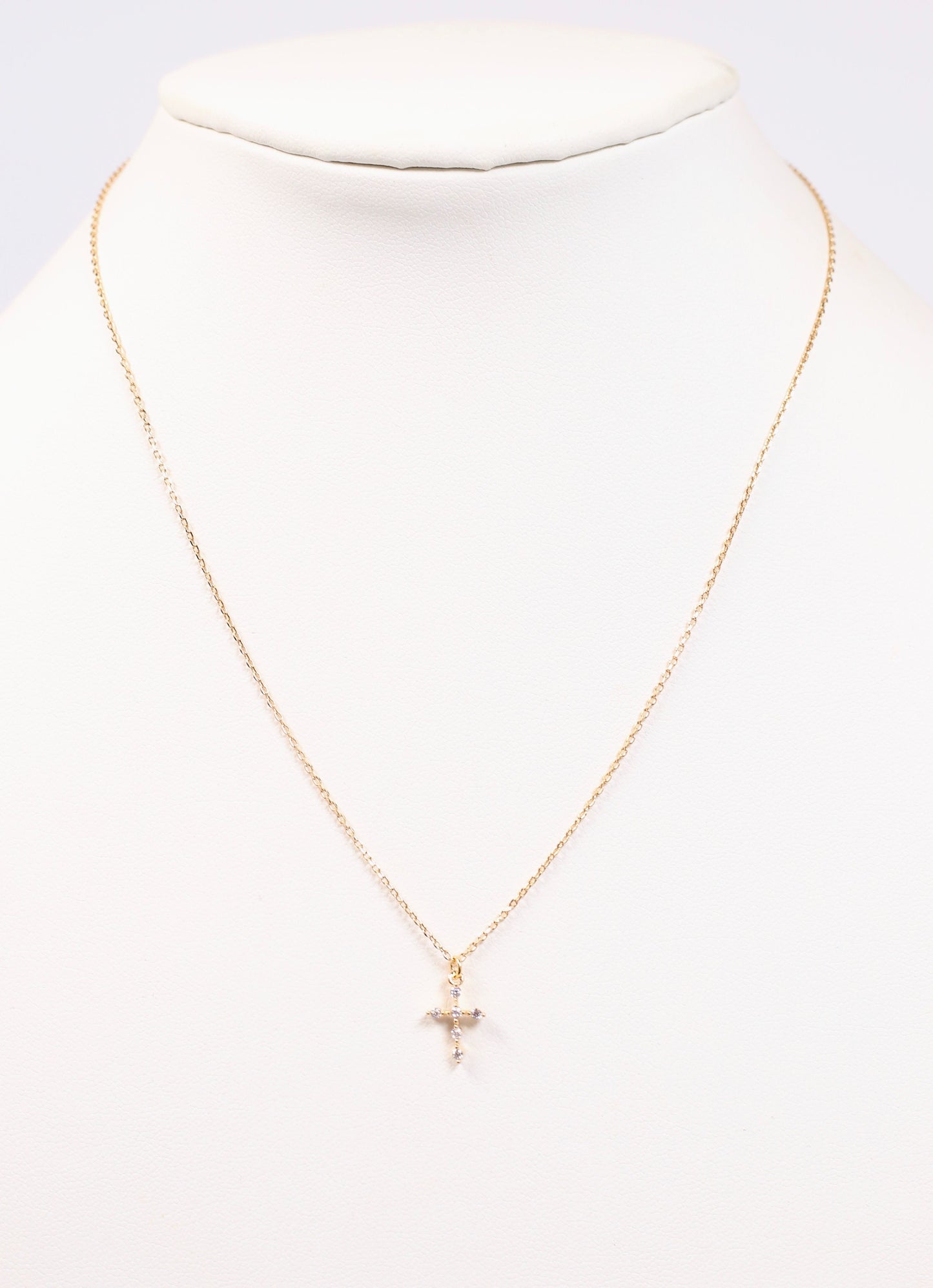 Belief CZ Cross Necklace GOLD