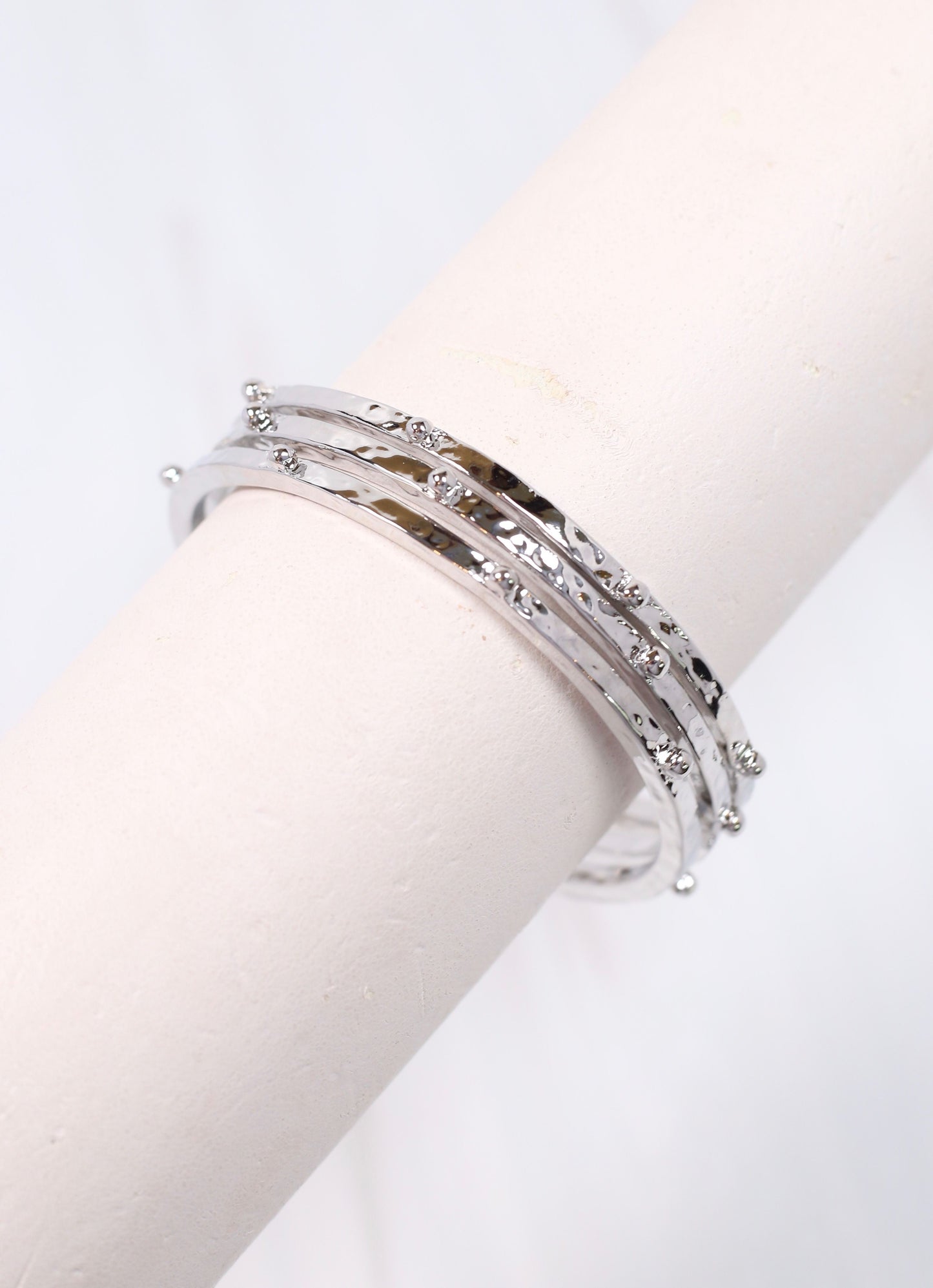 Burgen Hammered Bracelet Set SHINY SILVER