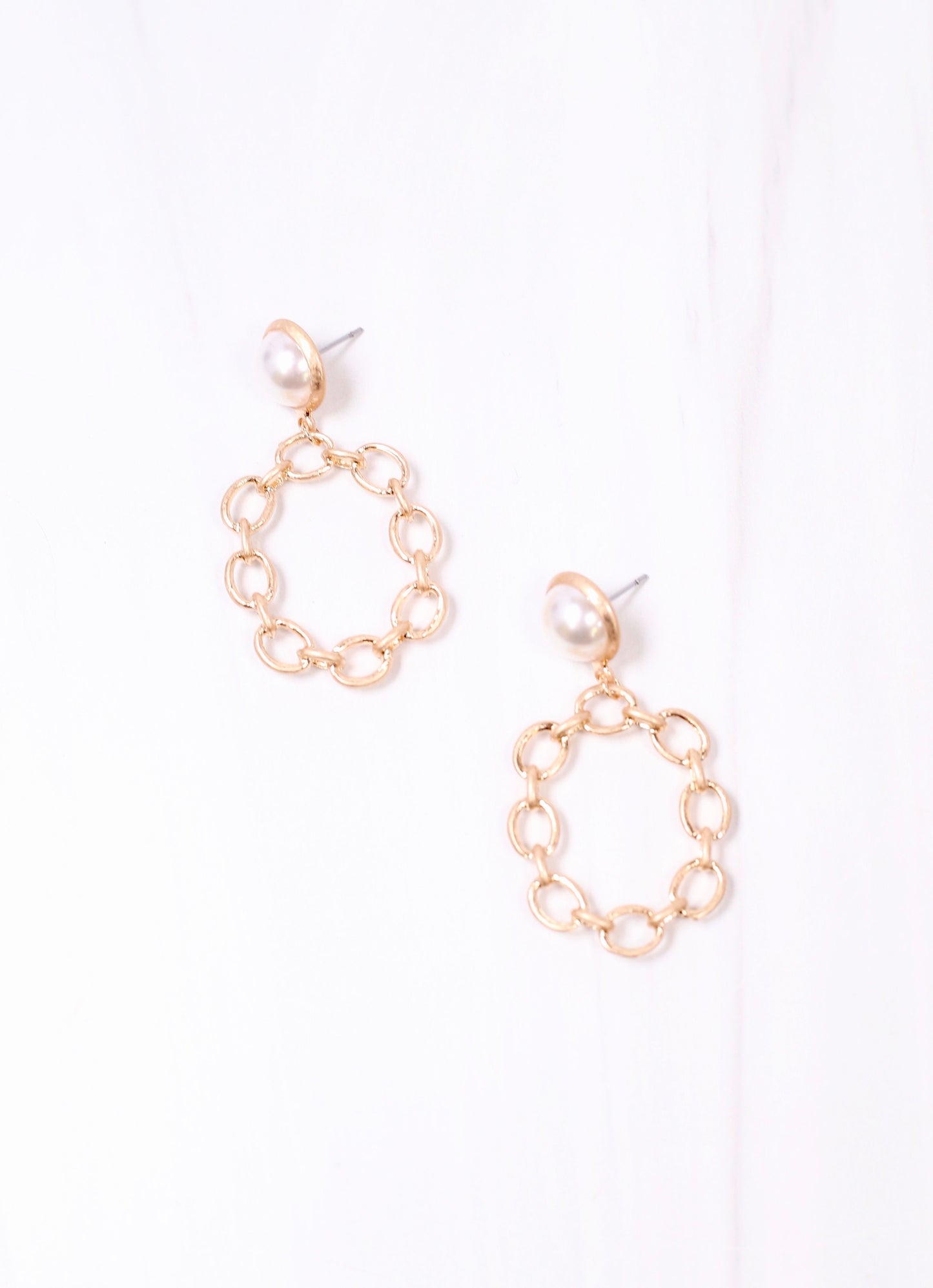 Nicholas Pearl and Link Drop Earring GOLD