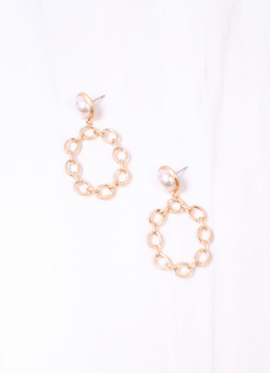 Nicholas Pearl and Link Drop Earring GOLD