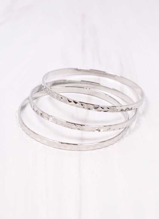 Leonardo Hammered Bracelet Set SILVER