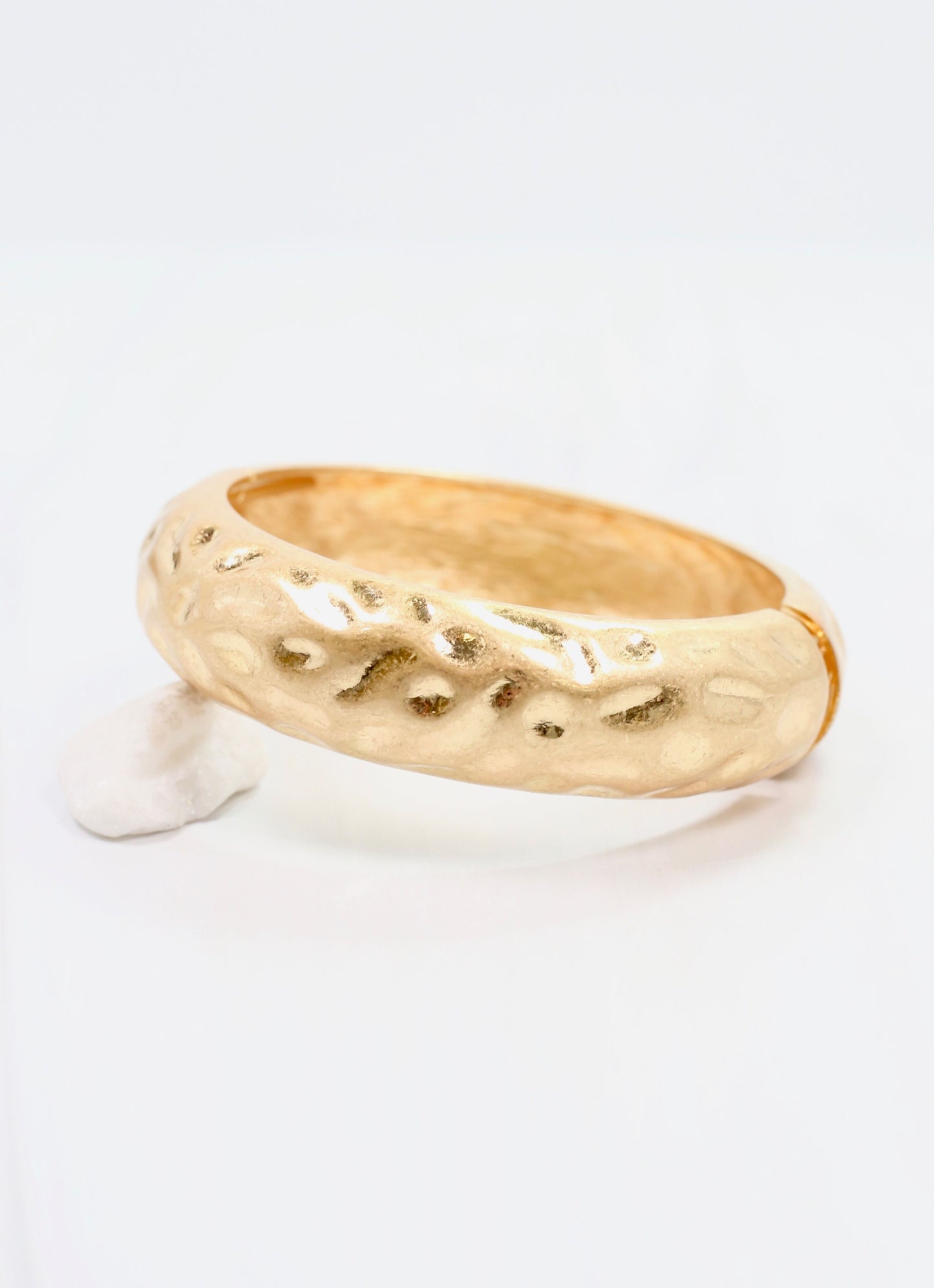 Aries Hammered Cuff Bracelet Worn Gold