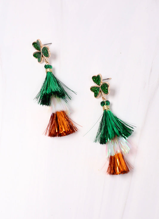 Clover Tassel Earring GREEN MULTI