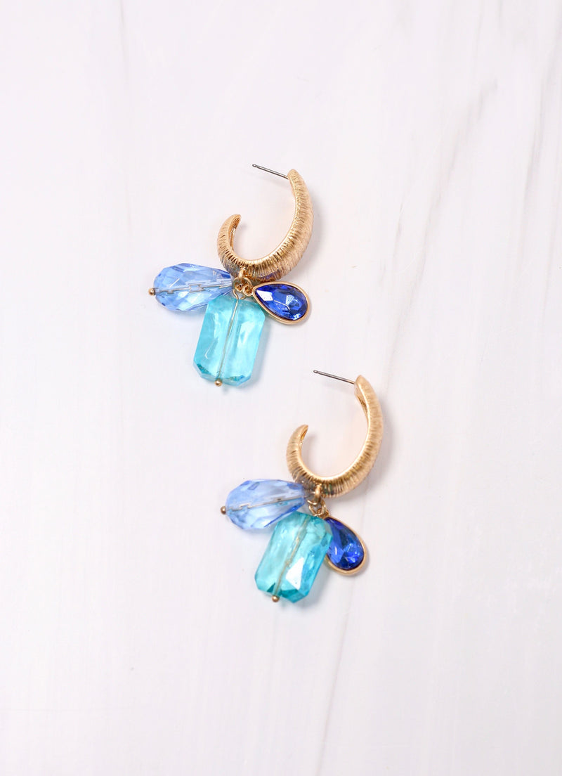 Sundridge Jeweled Hoop Drop Earring BLUE