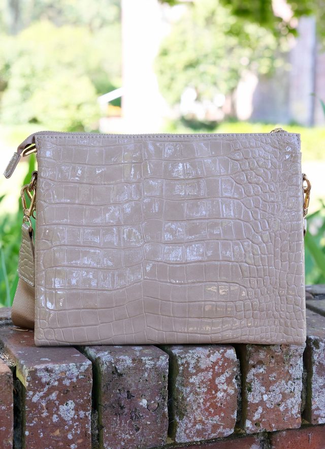 Ariana Crossbody Taupe Patent