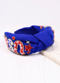 USA Embellished Headband BLUE