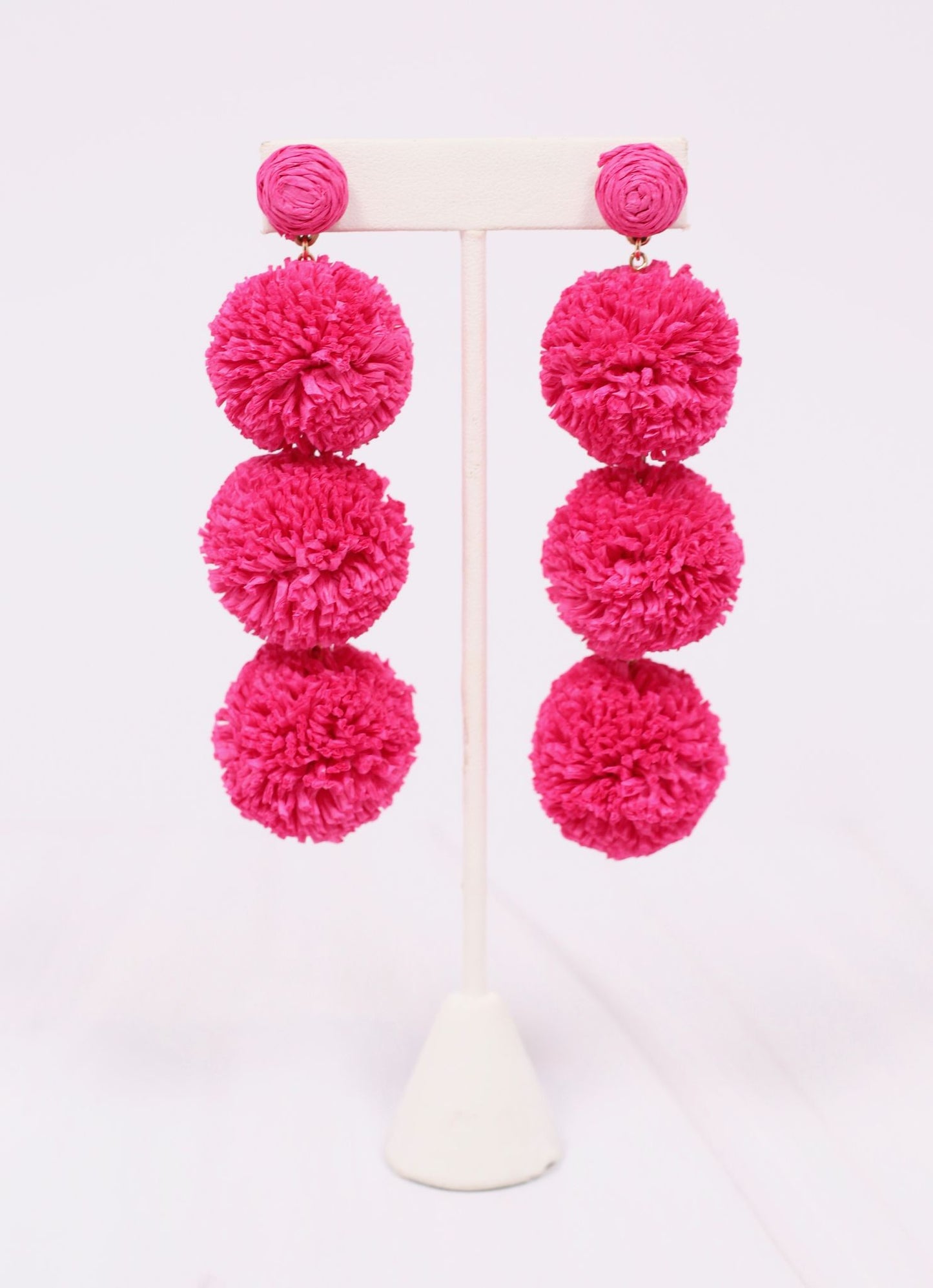 Buford Pom Pom Drop Earring HOT PINK