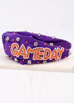 Game Day Embellished Headband ORANGE PURPLE