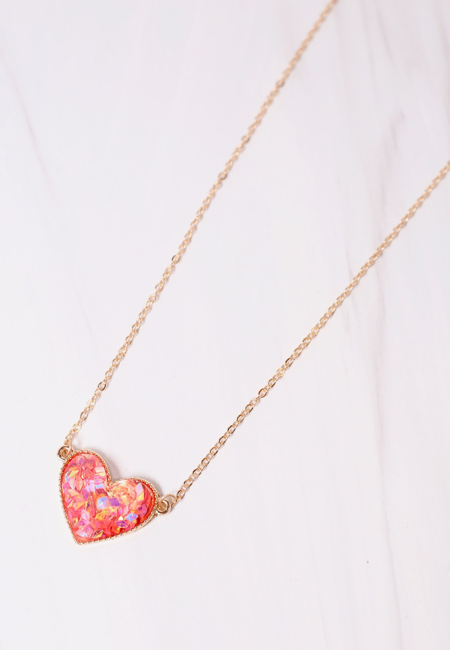 Hana Heart Confetti Necklace RED MULTI