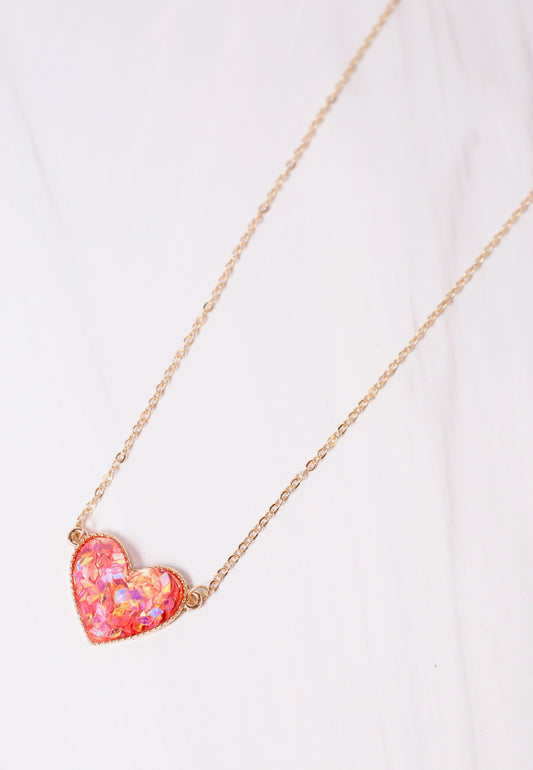 Hana Heart Confetti Necklace RED MULTI