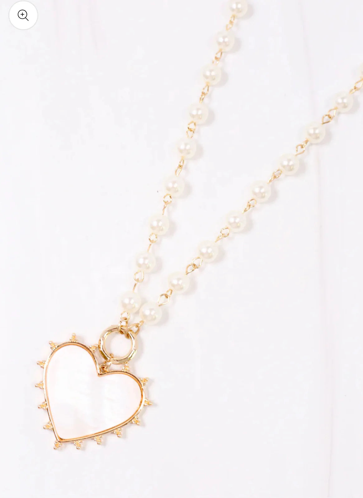 Bettany Necklace with Heart Charm PEARL