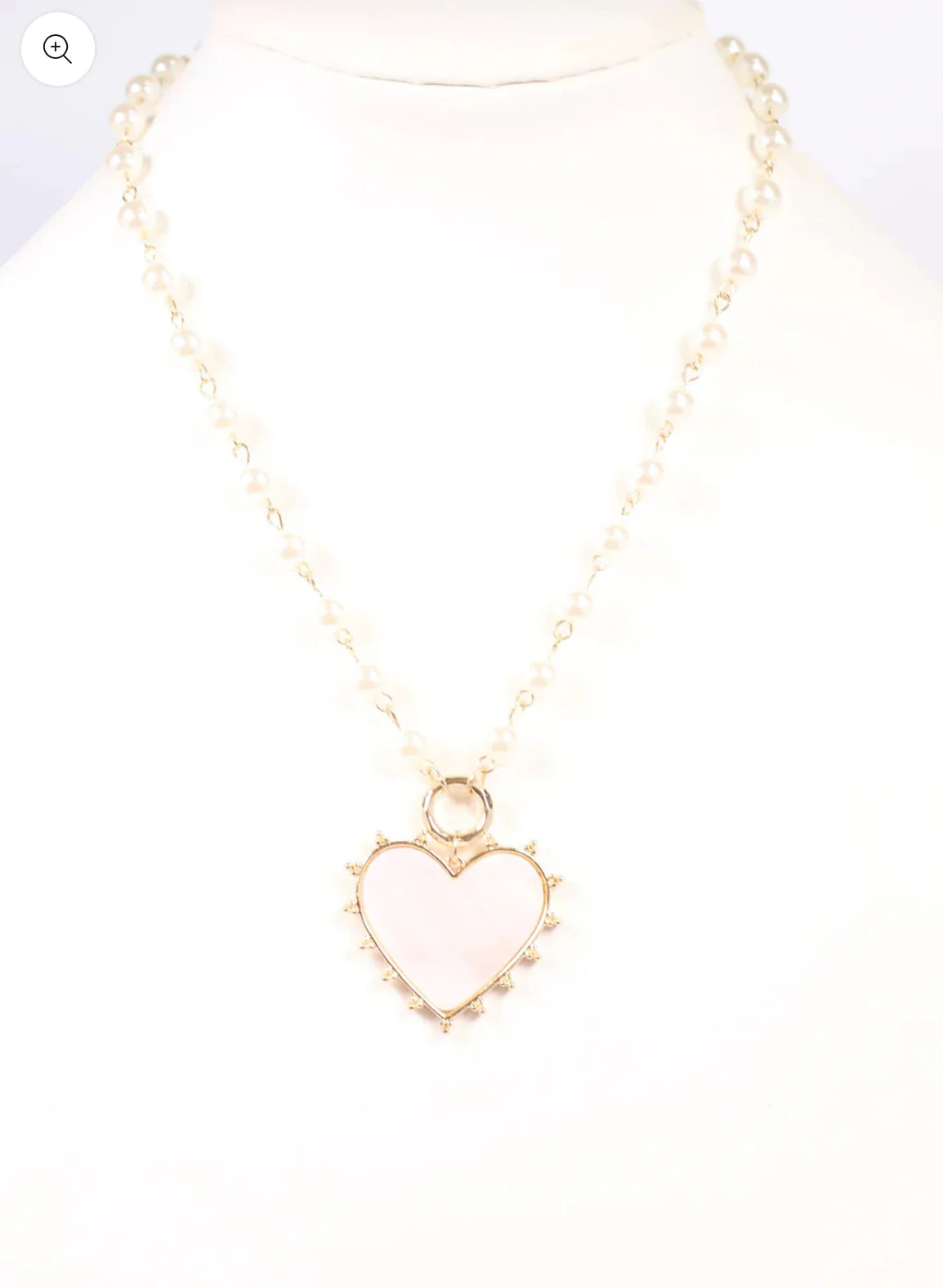 Bettany Necklace with Heart Charm PEARL