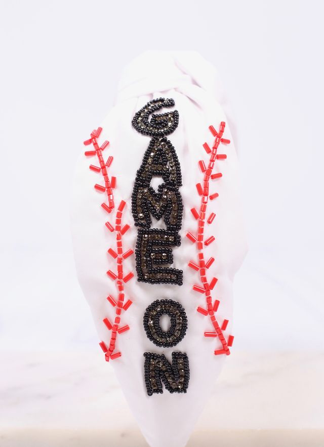 Game On Baseball Headband WHITE