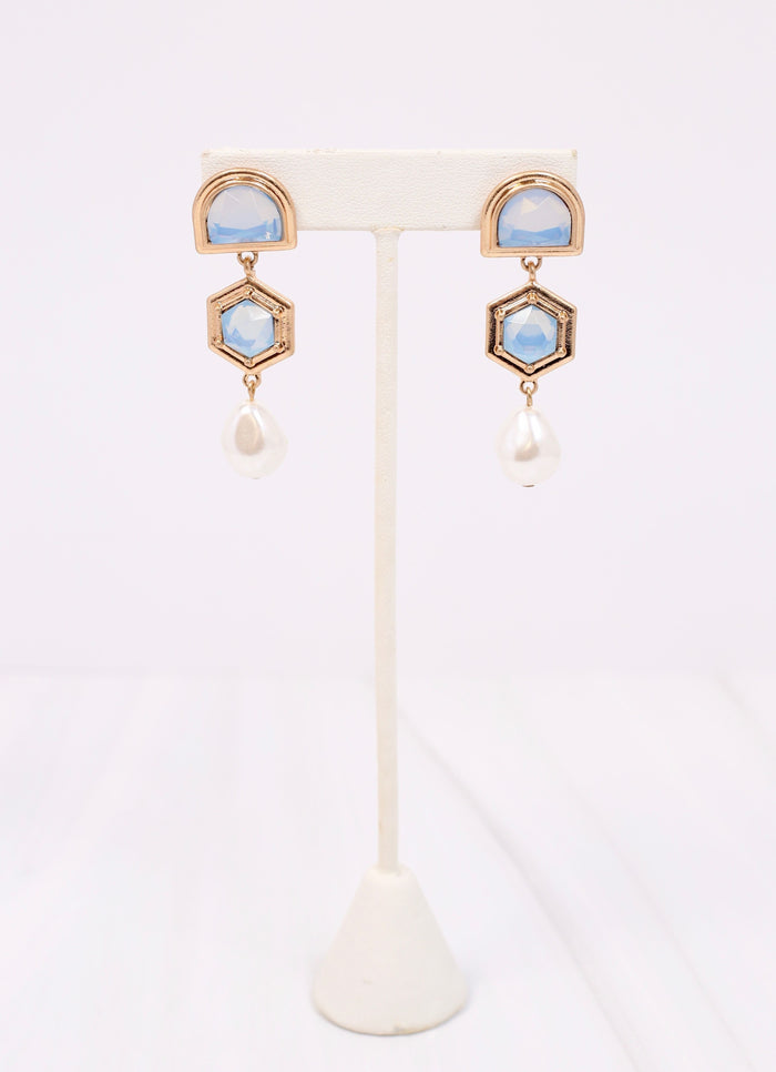 Medway Stone and Pearl Drop Earring BLUE OPAL