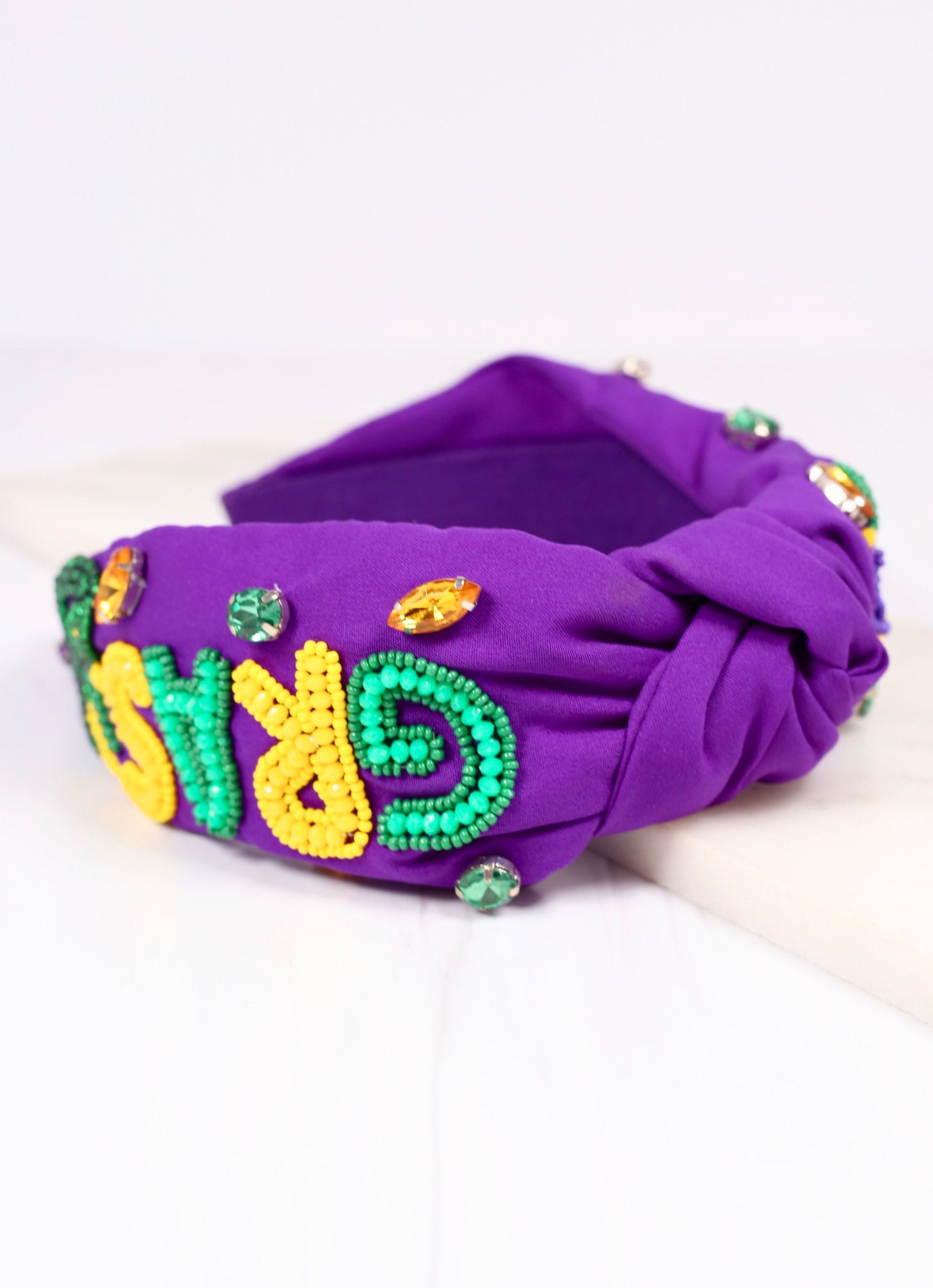 Mardi Gras Beaded Headband PURPLE