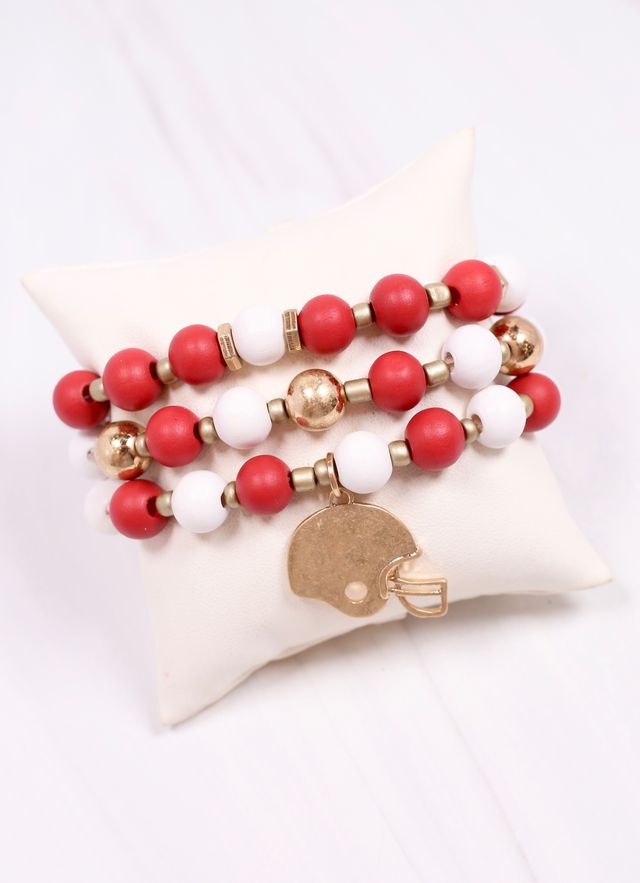 Darren Football Bracelet Set RED WHITE