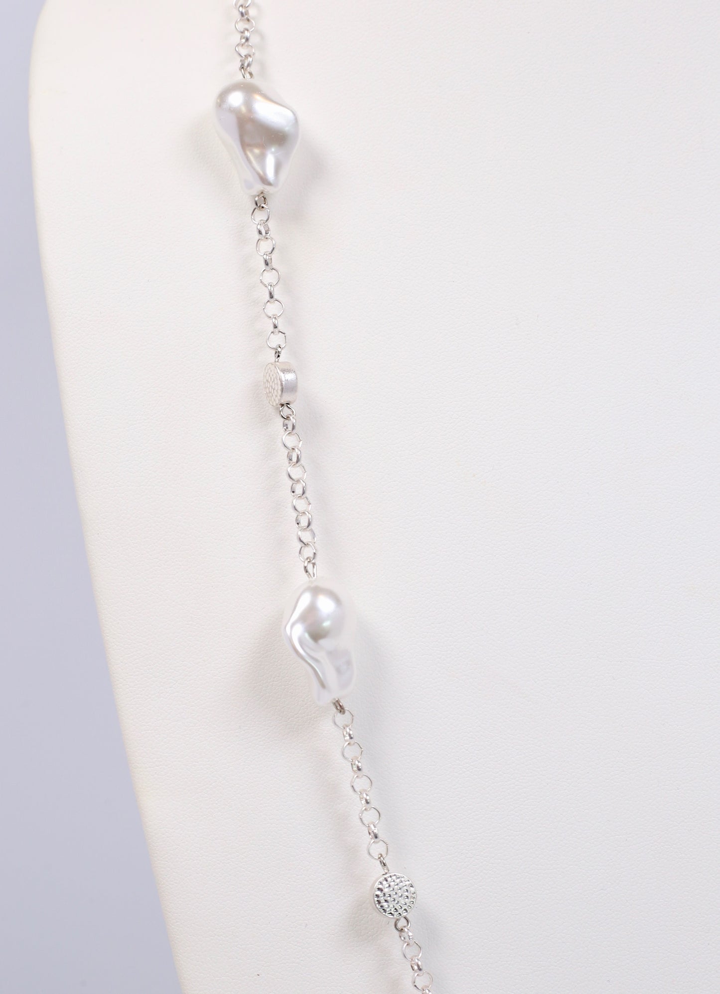 Glenella Long Pearl Necklace SILVER