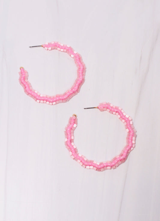 Dobson Beaded Hoop Earring LIGHT PINK