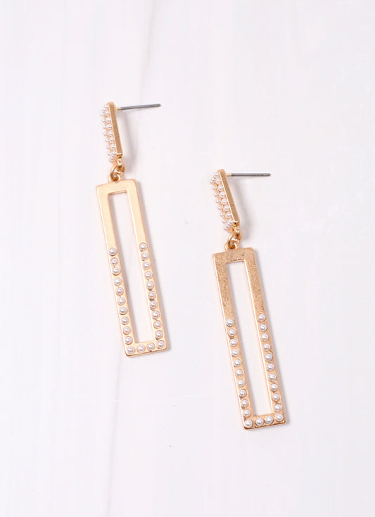 Lafrance Pearl Rectangle Earring MATTE GOLD