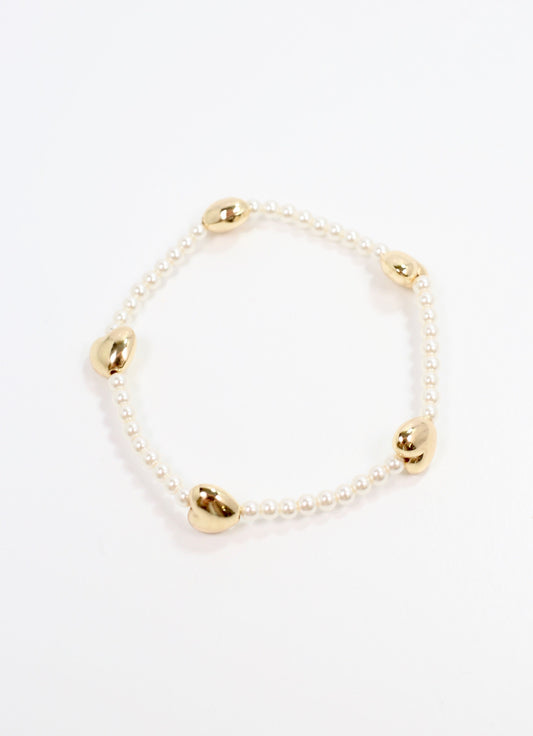 Arwin Puff Heart Pearl Bracelet CREAM