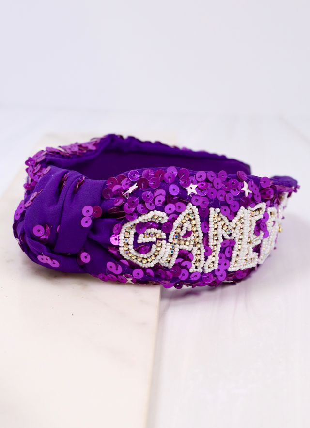 Game Day Sequin Headband PURPLE