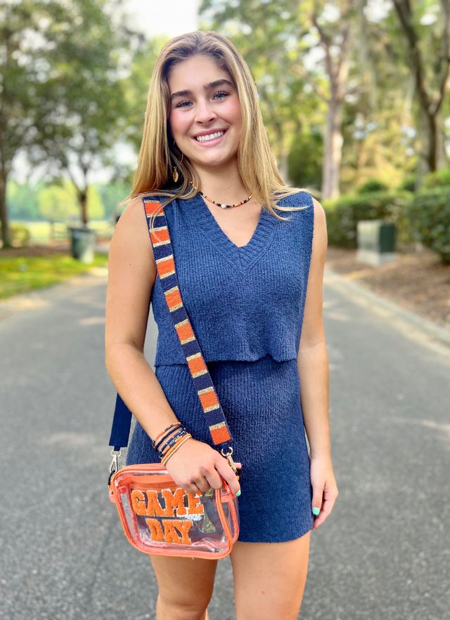 Stadium Striped Strap NAVY ORANGE