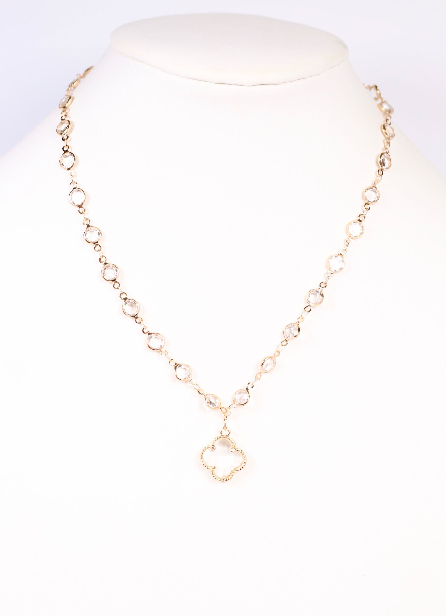 Richardson Crystal Necklace with Clover GOLD