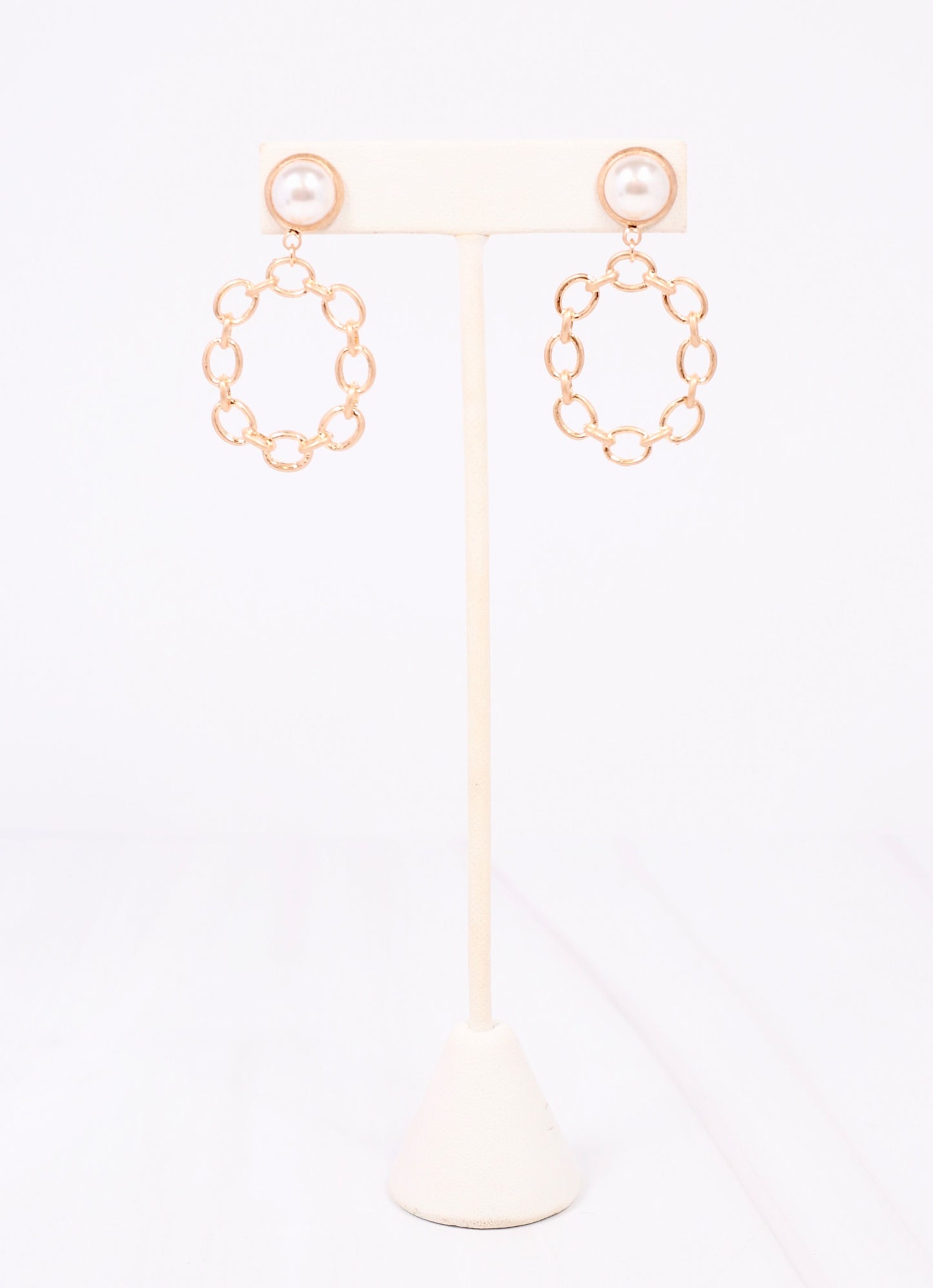 Nicholas Pearl and Link Drop Earring GOLD