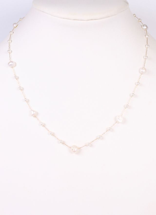 Roonie Pearl Lined Necklace CREAM