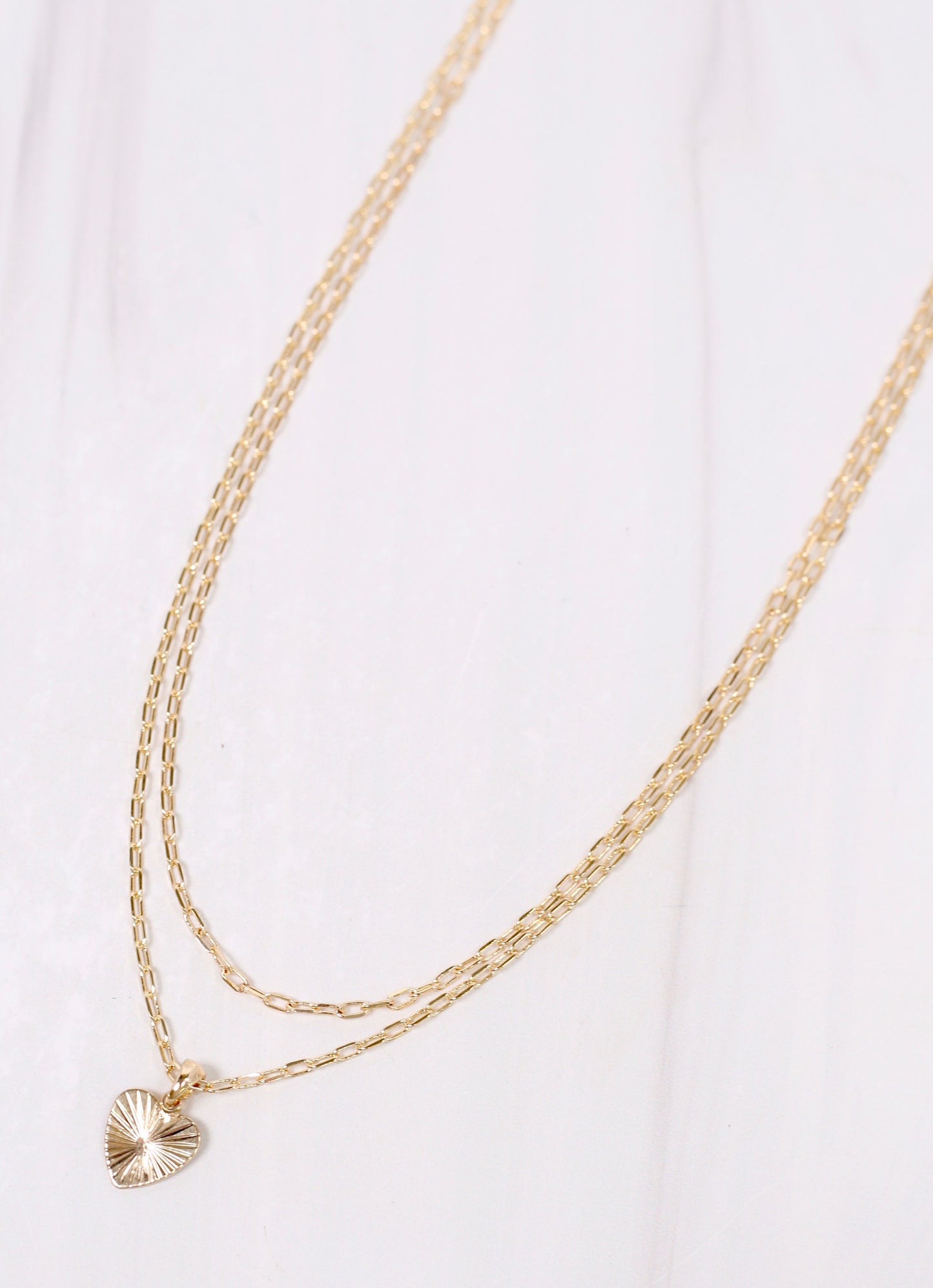 Simon Layered Necklace with Heart GOLD