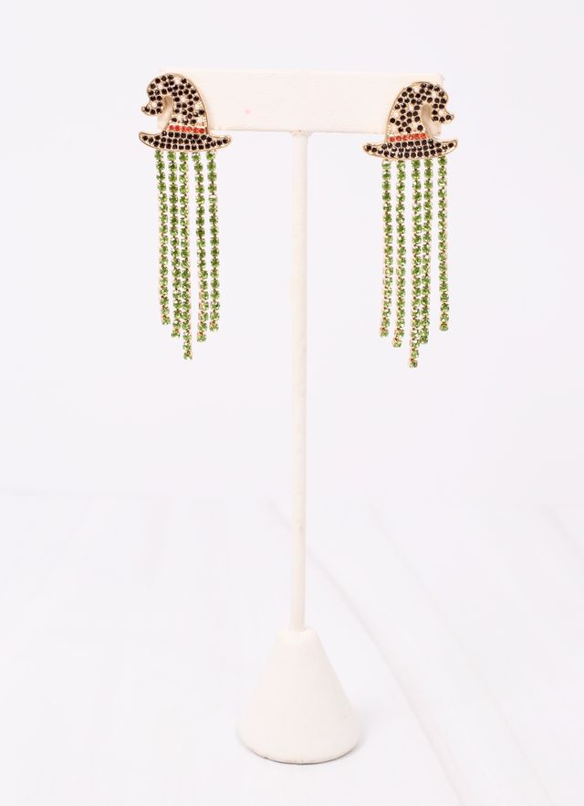 Witching Around CZ Fringe Earring GREEN