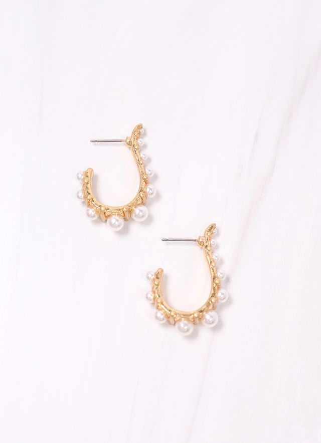 Tilly Pearl Drop Hoop Earring GOLD