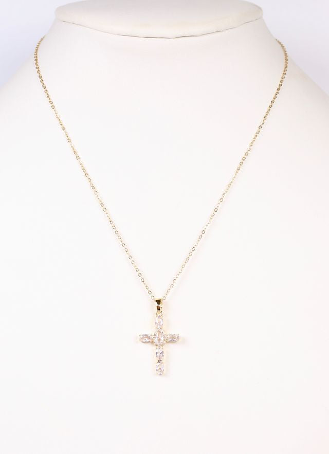 Keaney CZ Cross Necklace GOLD