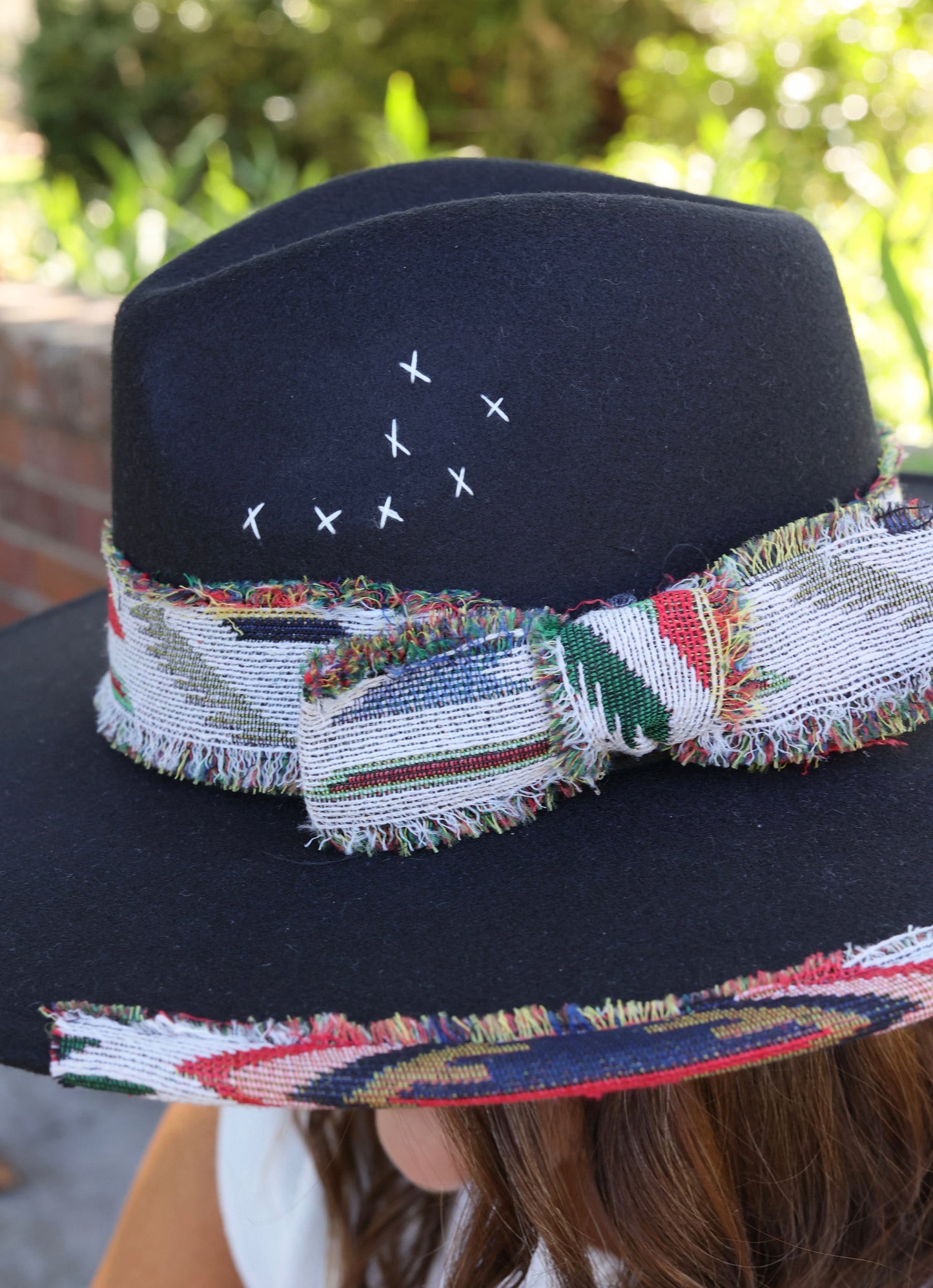 Lucie Hat with Aztec Accents BLACK