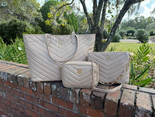 Tan V Quilted Bag Bundle