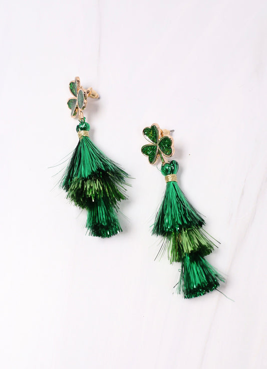 Clover Tassel Earring GREEN