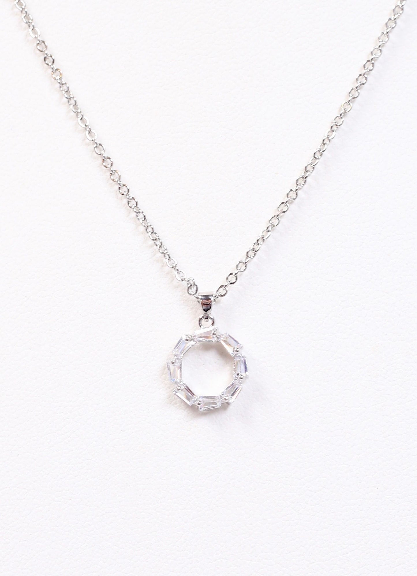 Bastion CZ Circle Necklace SILVER