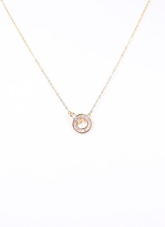 Brenton CZ Circle Necklace Gold