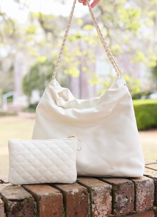 Harlow Tote with Pouch Cream